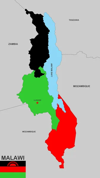 Malawi Mapa — Foto de Stock