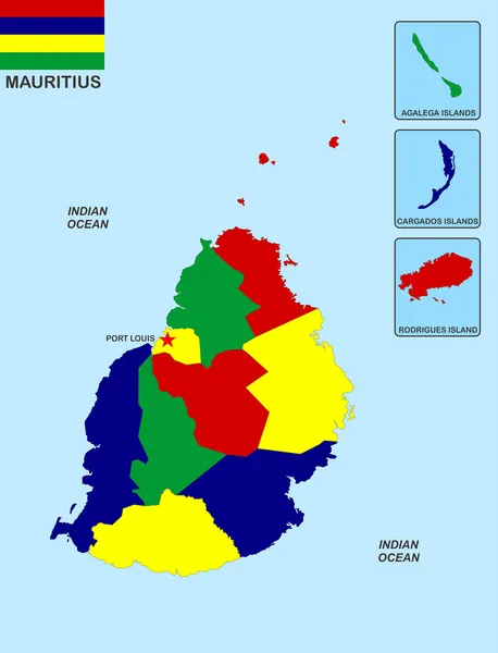 Kaart van Mauritius — Stockfoto
