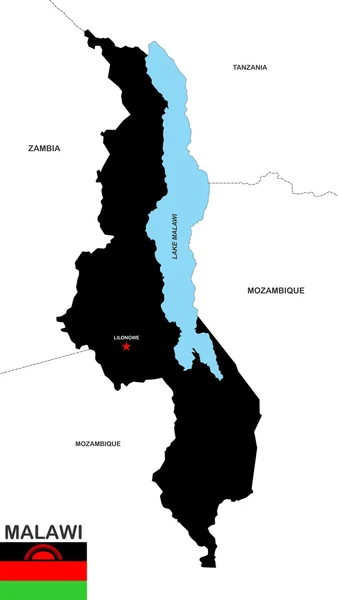 Malawi Térkép — Stock Fotó
