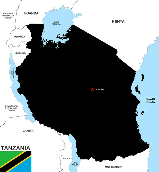 Τανζανία χάρτη — Φωτογραφία Αρχείου