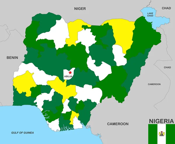 Mapa Nigerii — Zdjęcie stockowe