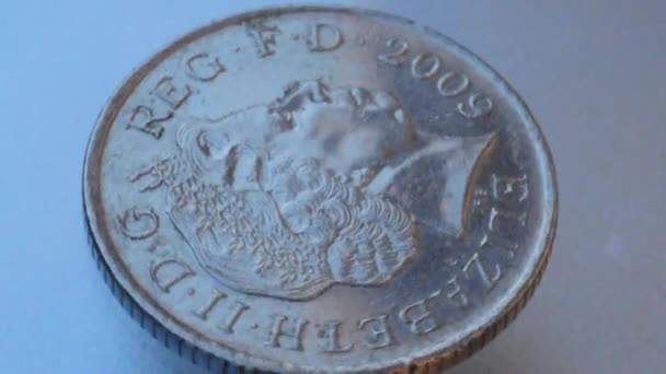 British pound 10 pence coin spin — Stock Video