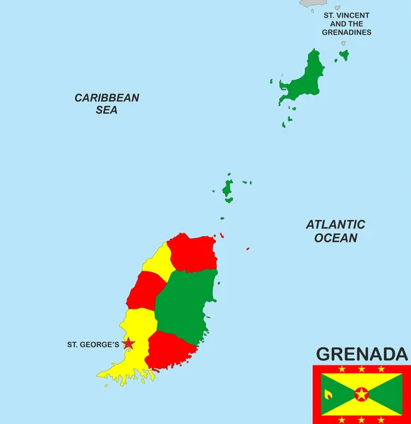 Mapa Grenada — Zdjęcie stockowe