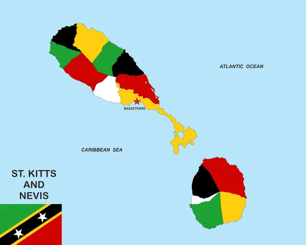 Mapa Saint kitts i nevis — Zdjęcie stockowe