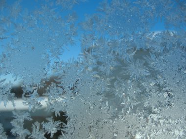 Kış penceresinde soğuk desen