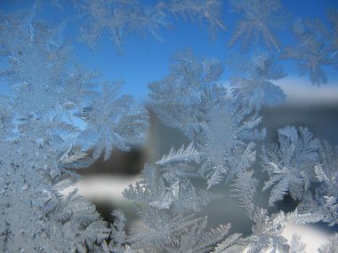 Kış penceresinde soğuk desen