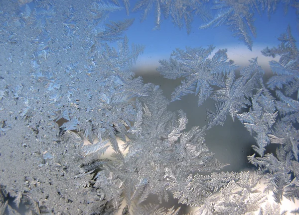 Frosty pattern on winter window — Stock Photo, Image