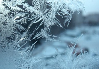 Kış penceresinde soğuk desen