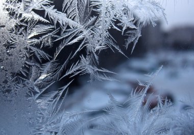 Kış penceresinde soğuk desen