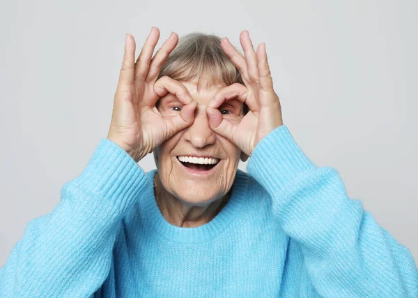 Lifestyle Emotion Old People Concept Old Grey Haired Woman Smiling — Stock Photo, Image