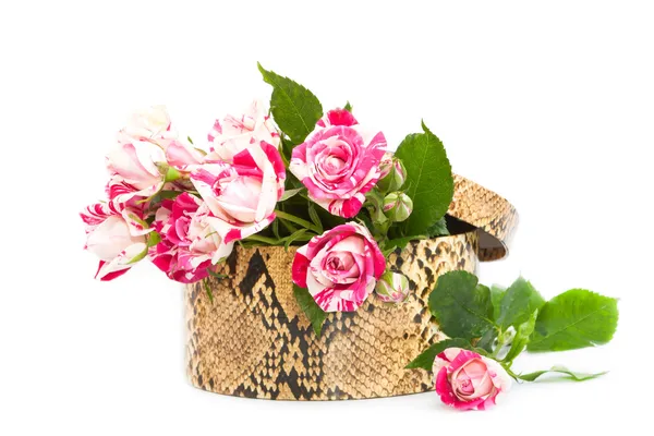 Rosas en una caja de regalo . — Foto de Stock
