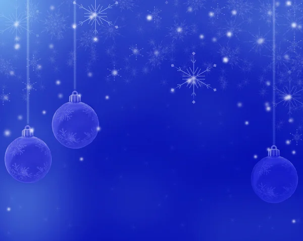 Blue snowflakes and christmas balls — Stock Photo, Image