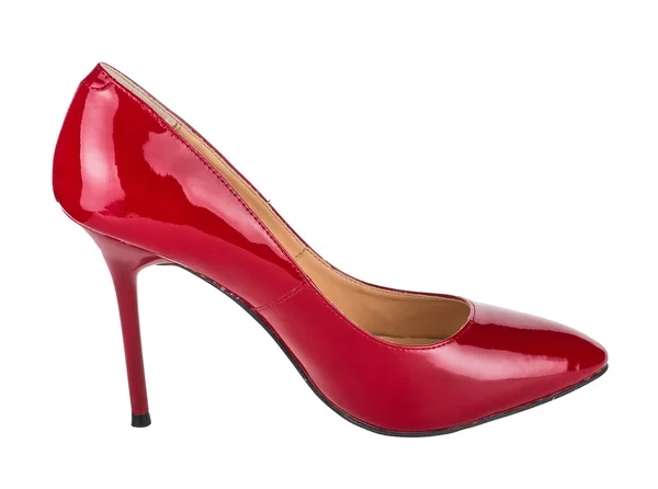 Single red woman shoe isolated on white — Stock Photo, Image
