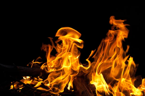 Legna da ardere in fiamma arancione — Foto Stock