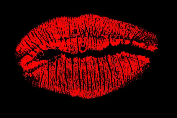 Lábios vermelhos isolados em preto — Fotografia de Stock