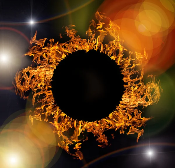 Komposition mit orangefarbenem Flammenkreis — Stockfoto