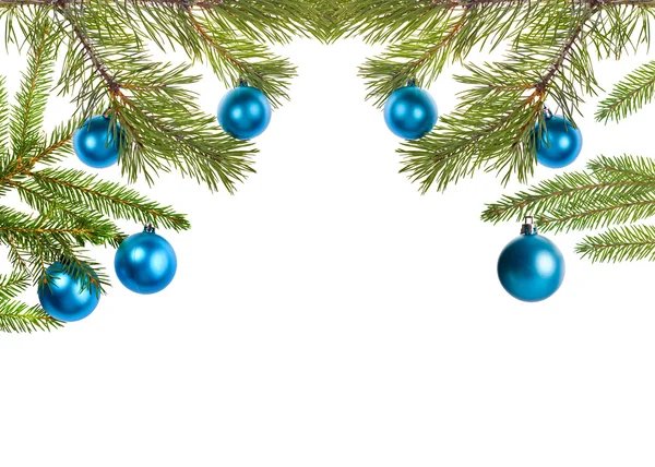 Decorated christmas tree half frame — Stock Photo, Image