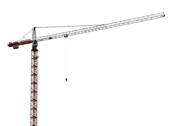 Red and white isolated hoisting crane — Stock Photo, Image