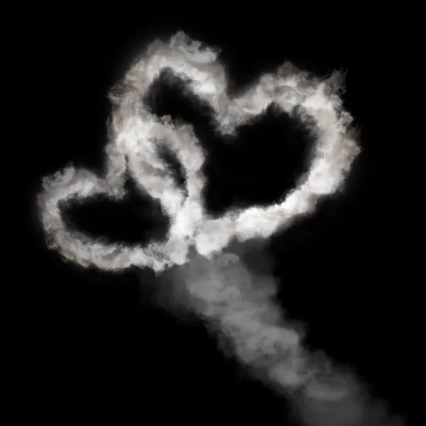 Corazón formas humo aislado en negro — Foto de Stock