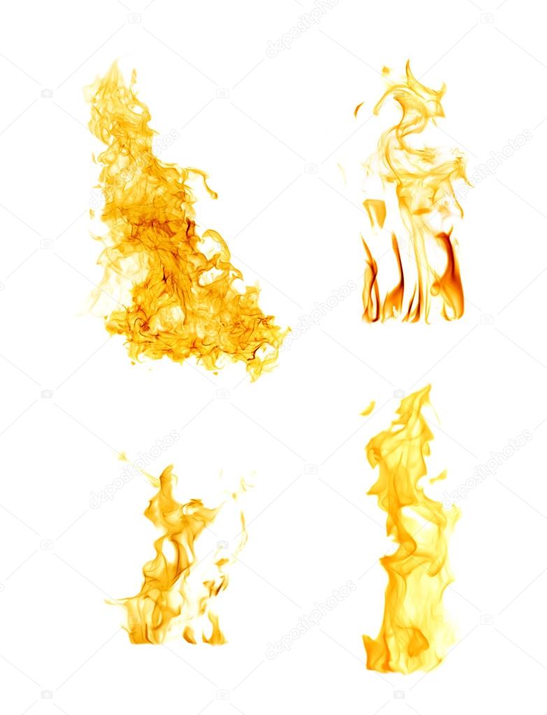 orange flames isolated on white
