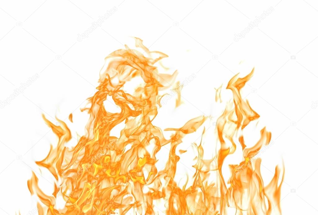 isolated on white large yellow fire