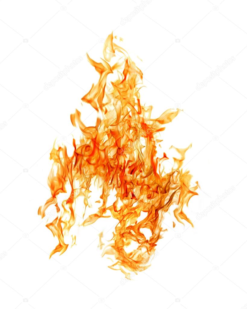 bright yellow fire on white background