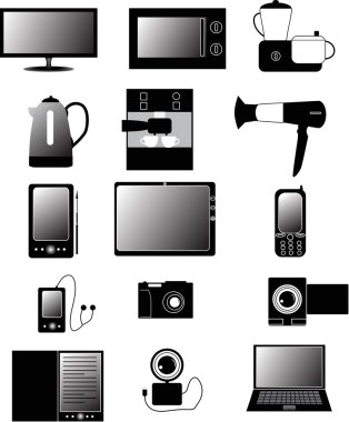 izole elektronik cihazlar simge kümesi