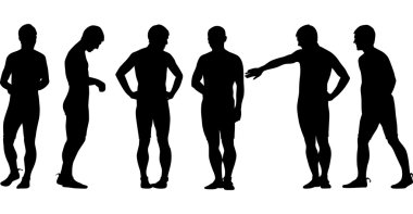 altı adam izole üzerinde beyaz teşkil etmektedir.