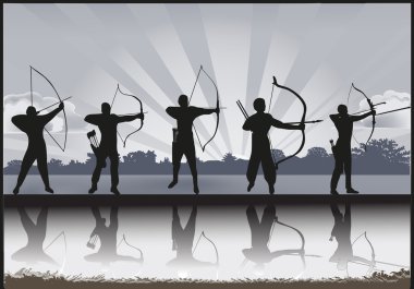 Okçular yansıması ile grup
