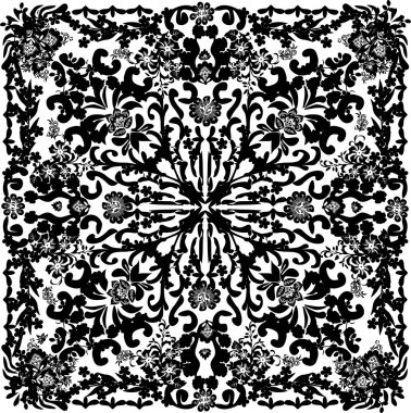 soyut desenli siyah simetrik kare