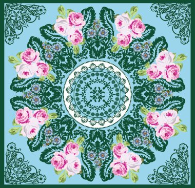 pembe Gül ile yeşil kare dekorasyon