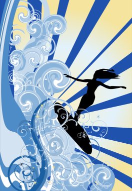 Mavi dalga sörfçü