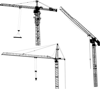 Üç izole siyah Vinçler illüstrasyon