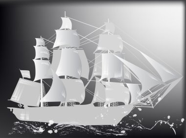 dalgalar deniz içinde gri gemi silueti