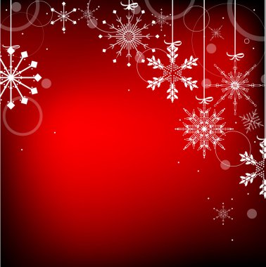 kırmızı arka plan ile beyaz kar tanesi yarım çerçeve