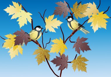 iki altın akçaağaç illüstrasyon boşal