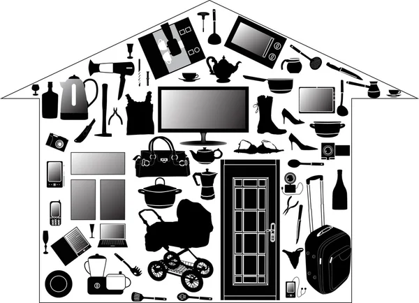 Casa de diferentes dispositivos domésticos — Vetor de Stock