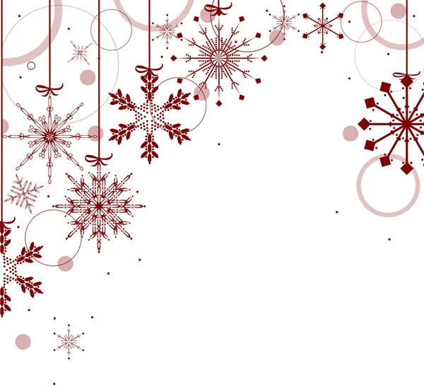 Design de Natal com flocos de neve vermelhos no branco — Vetor de Stock