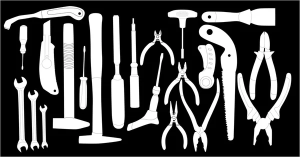 White tool isolated silhouettes collection — Stock Vector