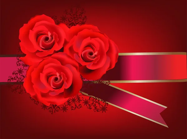 Tres rosas rojas brillantes decoración — Archivo Imágenes Vectoriales