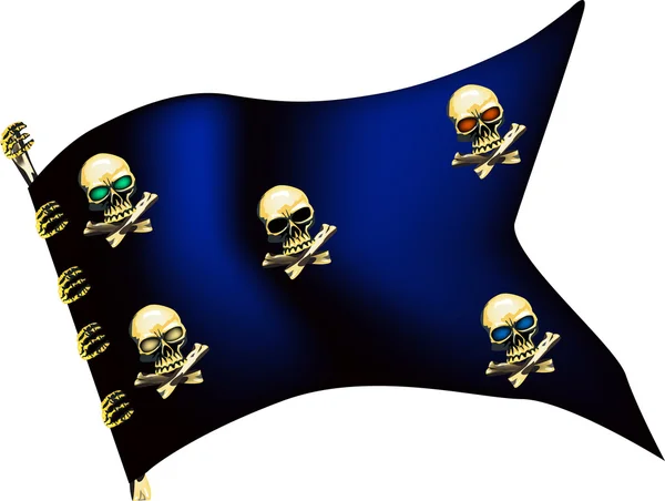 Skulls on dark blue flag — Διανυσματικό Αρχείο
