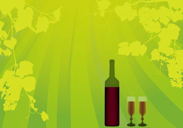 Wina i winorośli Zielona ilustracja — Wektor stockowy