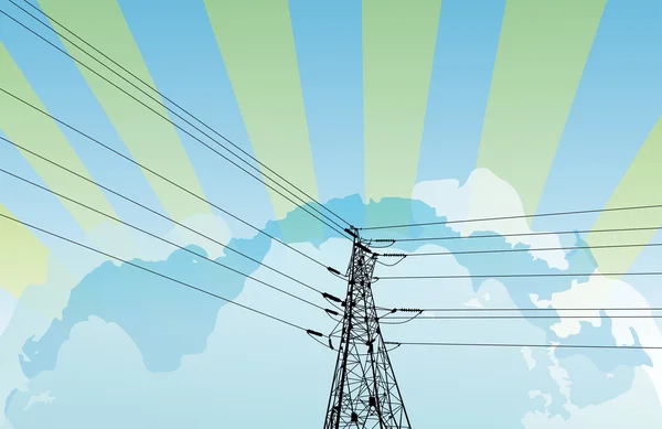 Elektriska pylon på molnet himmel bakgrund — Stock vektor