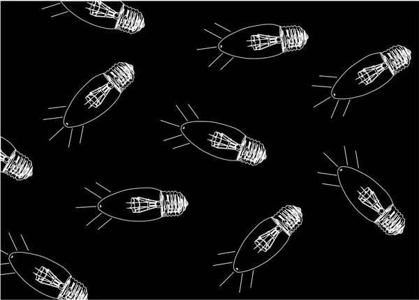 Hintergrund mit Lampenskizzen auf schwarz — Stockvektor