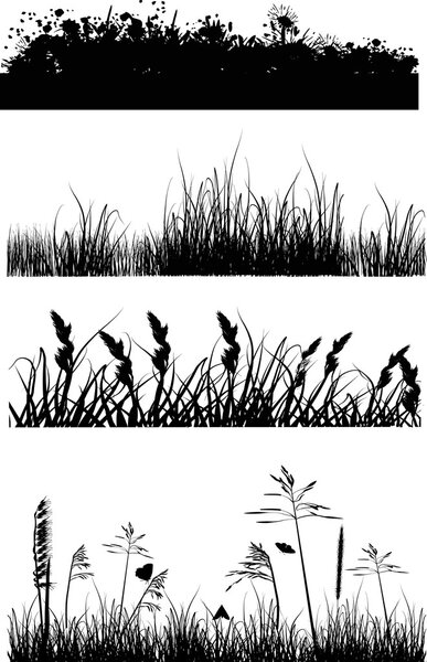 four strips with grass silhouettes