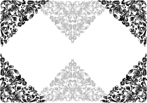 Gris nad noir isolé cadre floral — Image vectorielle