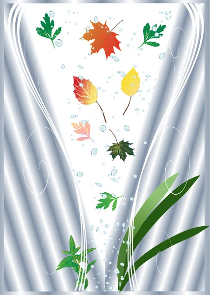 Složení s podzim listí na grey — Stockový vektor