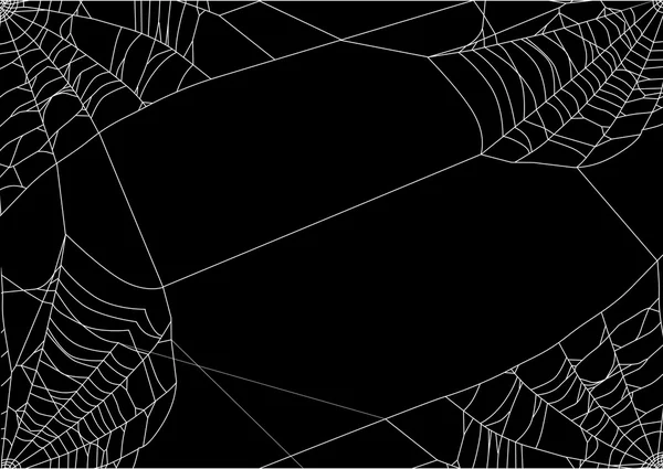 Spinnennetz vier Ecken auf schwarz — Stockvektor