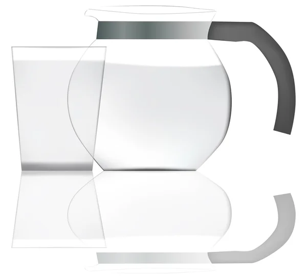Cruche et verre avec réflexion — Image vectorielle