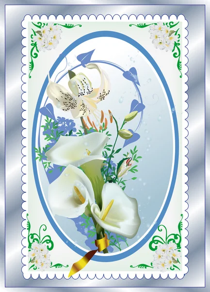 Composición gris claro con flor de lirio blanco — Archivo Imágenes Vectoriales